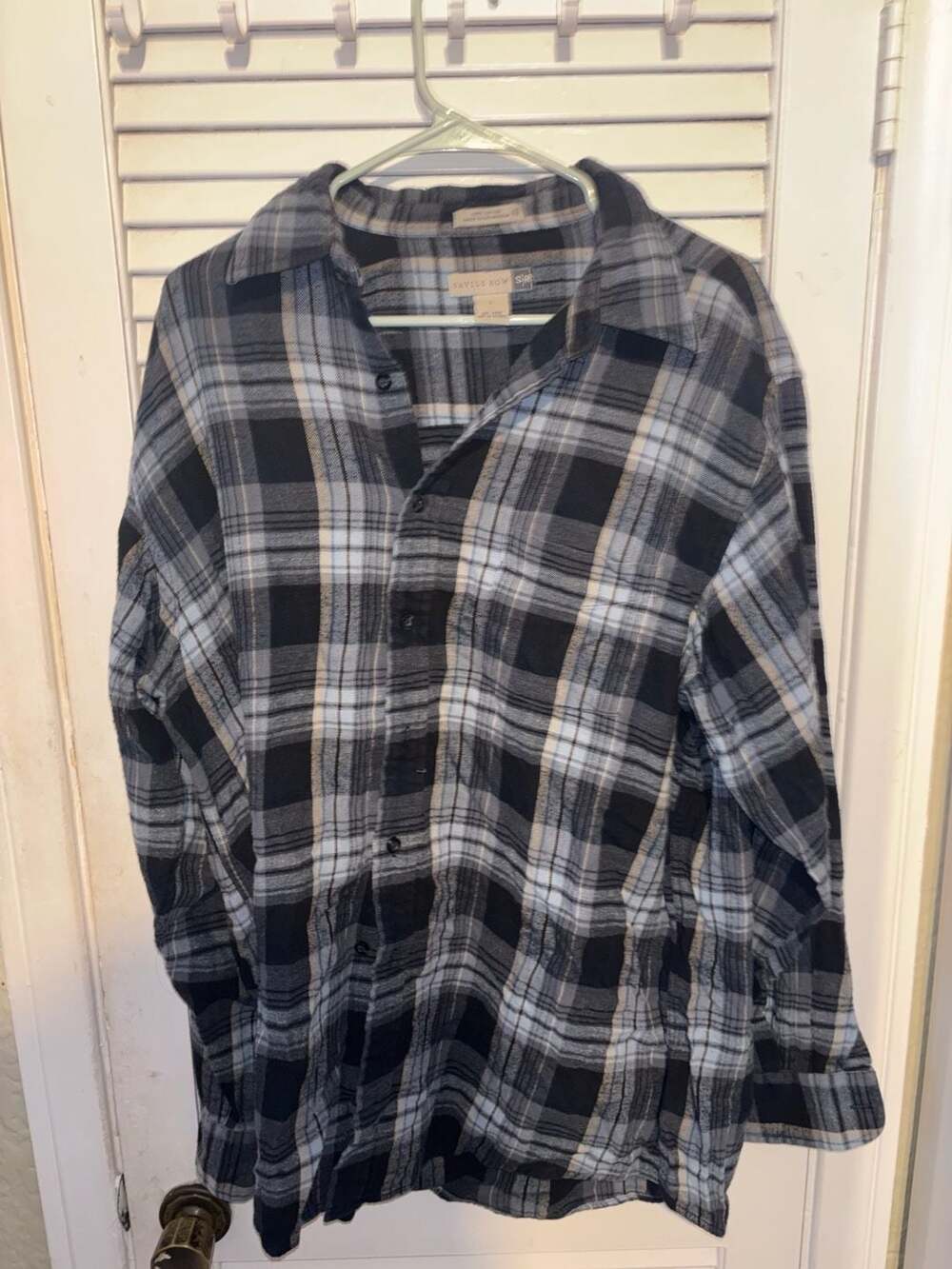 Savile Row SR Blue and Black Plaid 100% Cotton Long Sleeve Flannel Shirt men